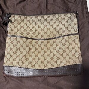 Gucci Brown and Tan Monogram Crossbody Bag